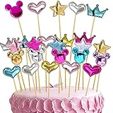 Rayong Tortendeko 100Pcs Cake Topper Cupcake Topper Dekorationen Cupcake Tortenstecker, Torten Kuchen Cake Toppers für Mädchen Junge Kinder Party Dekoration, 4 Stile