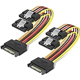 Sahkgye SATA Strom VerläNgerung Kabel, 2 Pack 15 Pin SATA VerläNgerung Kabel Adapter für die Festplatten, Festplatten, SSDs
