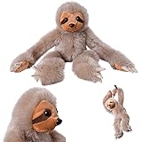 TE-Trend Deko Faultier Sloth Toy Baby Jungtier Plüschtier Kuscheltier Stofftier 30 cm braun sitzend hängend Klettverschluss