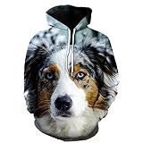 QTJY Niedlicher Hund 3D Gedruckter Hoodie, Herren- / Damenmode Herbst Winter Langarm lustiges Sweatshirt, Kleidung Top O XXL