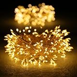 ZWOOS Lichterkette Innen mit Stecker, 10m 600 LED Lichterkette Außen Strom, Lichterkette Weihnachtsbaum mit Fernbedienung und Timer, Weihnachtsbeleuchtung Außen Wasserdicht IP44, Warmweiß
