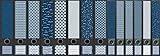 14er Set breite & schmale Ordnerrücken Pattern Blau Muster File Art Ordner Etiketten 2207 2208 2211