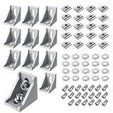EYPINS 10X ALU Winkelverbinde, Aluprofil 30x30 30x60 Nut 8 Aluminium 90 Grad Winkel Raster Profile Aluwinkel Eckwinkel Eckverbinder Wandhalter für Strebenprofil, 3D-Drucker CNC-Fräser Robotikprojek