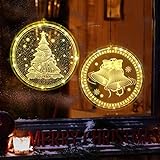Weihnachtsdekoration Fensterlicht, 2 Stück, 3D-Hintergrund-Lichterkette mit Weihnachtsbaum und Glocke, Weihnachten, Acryl-Lichterkette für Heiligabend, Innen- und Außenbereich, Wand, Party, Warmweiß