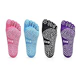 GHB 4PCS Pilates Socken mit Zehen Rutschfeste Sportsocken mit Gummisohlen Atmungsaktivität ideal für Yoga Tanz Fitness von Größe 36 bis 40