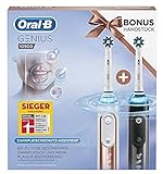 Oral-B Genius 10900 Elektrische Zahnbürste mit Zahnfleischschutz-Assistent, mit 2. Handstück und Reise-Etui, roségold und schwarz