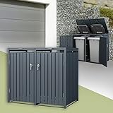 ML-Design Mülltonnenbox für 2 Tonnen, 240L, 132x80x116,3 cm, Anthrazit, Stahl, wetterfest, Abschließbare Mülltonnenverkleidung mit Klappdeckel/2 Türen, Müllbox Mülltonnecontainer Mülltonnenabdeckung