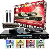 Vocal-Star VS-800 Bluetooth CDG Karaoke-Maschine mit 2 Mikrofonen, Party- Songs, HDMI / MP3G / Aufnahme von Gesang / Bewertung / 4 Mikrofon-Eingänge (kabellos, 750 Songs)