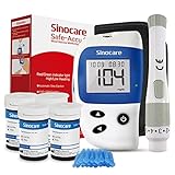 sinocare Safe Accu2 Blutzuckermessgerät, Blutzuckertester Set mit 100 teststreifen und 100 Lanzetten, mg/dL, Selbsttest Diabetes-Set
