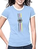 Luckja EM 2016 Trikot Deutschland Fanshirt Retro-Look M 04 Damen Rundhals T-Shirt