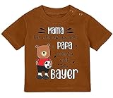 Baby Tshirt in Braun 0-36 Monate mit Druck T-Shirt für Bayern Leverkusen Fan Mama machte Mich süß, Papa Mich zum Bayer T-Shirt für Kleinkind 0, 1, 2, 3 Jahre
