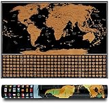 Weltkarte zum Rubbeln, Hillylolly Weltkarte zum Freirubbeln, Scratch Off World Map Weltkarte, Detaillierte Weltkarte zum Rubbeln, Schwarz und Gold, Kartonröhrenverpackung-Nation (B, 42.5 * 30cm)
