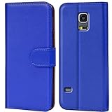 Verco Galaxy S5 Mini Hülle, Handyhülle für Samsung Galaxy S5 Mini Tasche PU Leder Flip Case Brieftasche - Blau