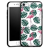 DeinDesign Slim Case extra dünn kompatibel mit Apple iPhone 7 Silikon Handyhülle schwarz Hülle Flamingo Palme Sommer