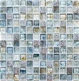 Mosaik Fliese Transluzent hellgrau Glasmosaik Crystal Stein Cream hellgrau für WAND BAD WC DUSCHE KÜCHE FLIESENSPIEGEL THEKENVERKLEIDUNG BADEWANNENVERKLEIDUNG Mosaikmatte Mosaikplatte