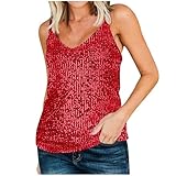 Tank Top Damen Casual Fashion, Sonderangebot Unterhemden Oberteil Mit V-Ausschnitt Und Pailletten, Sale Angebote Oberteile Elegant Schick, Bluse Leicht Und Luftig, Shirt Top Weich B