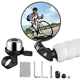 Zacro Fahrradspiegel + Fahrradglocke, 360°Verstellbar Fahrradspiegel Rückspiegel für Mountainbikes Rennräder (1 STÜCK), mit Fahrradklingel(Silber) für Erwachsene und Kinder