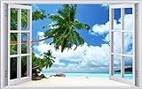 Karibik Strand Meer Palmen Urlaub Wandtattoo Wandsticker Wandaufkleber F0325 Größe 40 cm x 60 cm