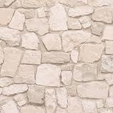 K&L Wall Art Steintapete rustikale Tapeten Vintage Gartenmauer Tapete Naturstein Wallpaper inkl. Tapezier-Ratgeber (Mediterrane Mauer beige)