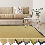 casa pura Sisal Teppich aus Naturfasern | mit Bordüre aus Baumwolle | pflegeleicht | viele Größen und Farben (Natur/Bordüre Cappuccino, 40x60 cm)