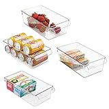 mDesign Aufbewahrungsbox groß mit Griff – ideal zur Küchen Ablage, im Küchenschrank oder als Kühlschrankbox – 4 Stück, durchsichtig