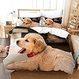 Bettwäsche 155x220 cm WeißEr Hund Bettbezug mit Reißverschluss Schließung Weicher Atmungsaktive Mikrofaser Bettwäsche-Set für Kinder + 1 Kopfkissenbezug 80x80 cm