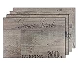 6er Premium Tischsets Holzoptik Weinkiste Grau-Braun | PVC Schaum-Vinyl | 43,5x28,5cm | 2,4mm | 180g | Gastro-Qualität | abwaschbar | bazaaro