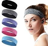 Sport Stirnband für Damen und Herren, 5 Stück Schweißband Stirnband Männer und Frauen, Schweißabsorbierendes Stirnbänder