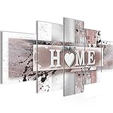 Wandbilder Home Herz 5 Teilig Bild auf Vlies Leinwand Deko Wohnzimmer Mit Spruch Grau Rosa 504552b