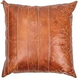 East India Leather 2 Stück Lammfell-Leder-Kissenbezug – Sofakissenbezug – dekorative Überwurfbezüge für Wohnzimmer und Schlafzimmer (50,8 x 50,8 cm, 2 Stück, braun antik)