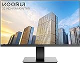 KOORUI 22 Zoll Computer Monitor, Desktop Gaming Monitor, FHD 1080P, 75Hz, Eye Comfort, sRGB 99% Farbumfangs, (Ultradünne Blende, HDMI, VGA, Neigbar, VESA 75x75), PC Bildschirm