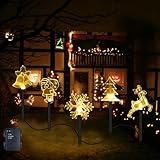 IWTBNOA Weihnachtsbeleuchtung Außen, 5 Stück Led Weihnachtsbeleuchtung Batteriebetriebene, Außenbeleuchtung Weihnachten, Acryl Weihnachtslichter, Weihnachtsdeko für Außen Garten T