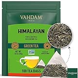 VAHDAM, Premium Qualität Grüner Tee Blätter Von Himalaya (100 Loser Tee Pyramiden Teebeutel) | Aromatischer & Lecker | Natürliche - Grüntee Loses Blatt | Heiß oder eisgekühlt aufbrühen