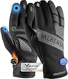 Valkental® Winddichte Fahrradhandschuhe - Gepolstert & Griffig | Winterhandschuhe & Übergangshandschuhe [Herren & Damen] mit Touchscreen Funktion - GloR