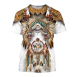 BBYOUTH 3D Eingeborener Indischer Wolf Männer T-Shirt Harajuku Mode-Chef Kurzarm Sommer Tops (USA Größe),Indian Wolves,XL