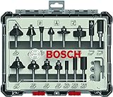 Bosch Professional 15tlg. Fräser Set Mixed (für Holz, für Oberfräsen mit 6 mm Schaft)