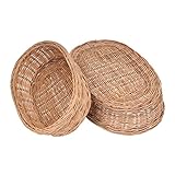 Beufee Brotkörbe, 2 Stück Weidenbrotkorb Natürliche Rattan Aufbewahrungskörbe Oval Geflochtene Obstkörbe Restaurant Servieren für Obst Gemüse