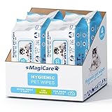 MAGICARE Pet Wipes,4x100 Stück Hundetücher,20.3x20.3 cm geruchlose Hundepfoten-Reinigungstücher für Körper, Ohren,Ultra dick & weich mit hypoallergener Formel,Ideale Haustiertücher für Hunde & Katzen