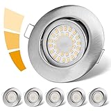 LED Einbaustrahler 230V Flach Dimmbar, Spots 3 stufe, 6W IP44 Bad Einbauleuchten Deckenspots Deckenstrahler,Warmweiß 3000K Schwenkbar Einbauspots für Badezimmer Küche Wohnzimmer,6er S