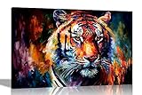 Artley Prints - Majestätischer Tiger Bunte Leinwand-Kunstdrucke | Abstrakte Tierbilder | Gerahmt und fertig zum Aufhängen, groß, 86 x 61 cm, A1