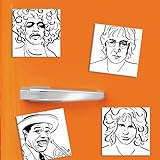 4 Kühlschrankmagnete - 5 x 5 cm - Musiker: 4 Magnete mit bekannten Musikern (Louis Armstrong, Jimi Hendrix, John Lennon, Jim Morrison)
