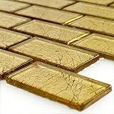 Glas Mosaikfliese Brick Crystal Gold Struktur | Wandfliesen | Mosaik-Fliesen | Glasmosaik | Fliesen-Bordüre | Ideal für die Küche und Badezimmer (auch als Muster erhältlich)