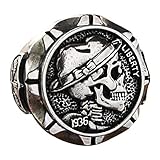 Schädelring für Männer, nordischer Wikinger-Schädel-Kopfring, Vintage-Hut Cowboy-Schädelring, Retro-Schädel-Totem-Amulett-Ring, Halloween-Biker-Ring, Hip-Hop-Münzring, Punkrock-Schädel-Schmuck (21.4)