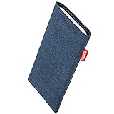 fitBAG Jive Blau Handytasche Tasche aus Textil-Stoff mit Microfaserinnenfutter für Xiaomi Redmi Note 10 Pro | Hülle mit Reinigungsfunktion | Made in Germany