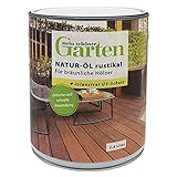 Mein schöner Garten NATUR ÖL Rustikal - mit UV Schutz | 2,5 L | Natürliches Garten Holzöl für eine optimale Holzpflege | Holz Pflegeöl für dunkle Holze wie Nussbaum