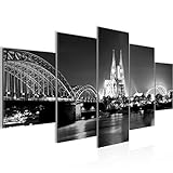 Runa Art - Bilder Köln 200 x 100 cm 5 Teilig XXL Wanddekoration Design Schwarz Weiss 602651c