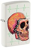 Zippo Sturmfeuerzeug - Cyberpunk Skull - Chrome Brushed, Emblem - Nachfüllbar, auf Lebenszeit - Einstellbare Flamme - Geschenkbox - Metall - Made in US