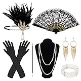 Firtink 9 Stück 20er Jahre Kostüm Damen, 20er Jahre Accessoires, 1920er Accessoires Damen Charleston Accessoires Damen Great Accessoires Damen Zubehör für F