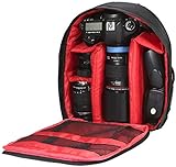 Docooler Kamerarucksack,wasserdichte Atmungsaktive Kamera Rucksäcke DSLR Digitalkamera Digital Rucksack für Freizeit Taschen Canon Nikon Sony SLR Spiegelreflexkamera(Rot)