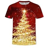 Weihnachten 3D-Druck Mode Herren Weihnachtsbaum Kurzarm T-Shirt, lässig locker atmungsaktiv bequem Top A4 L